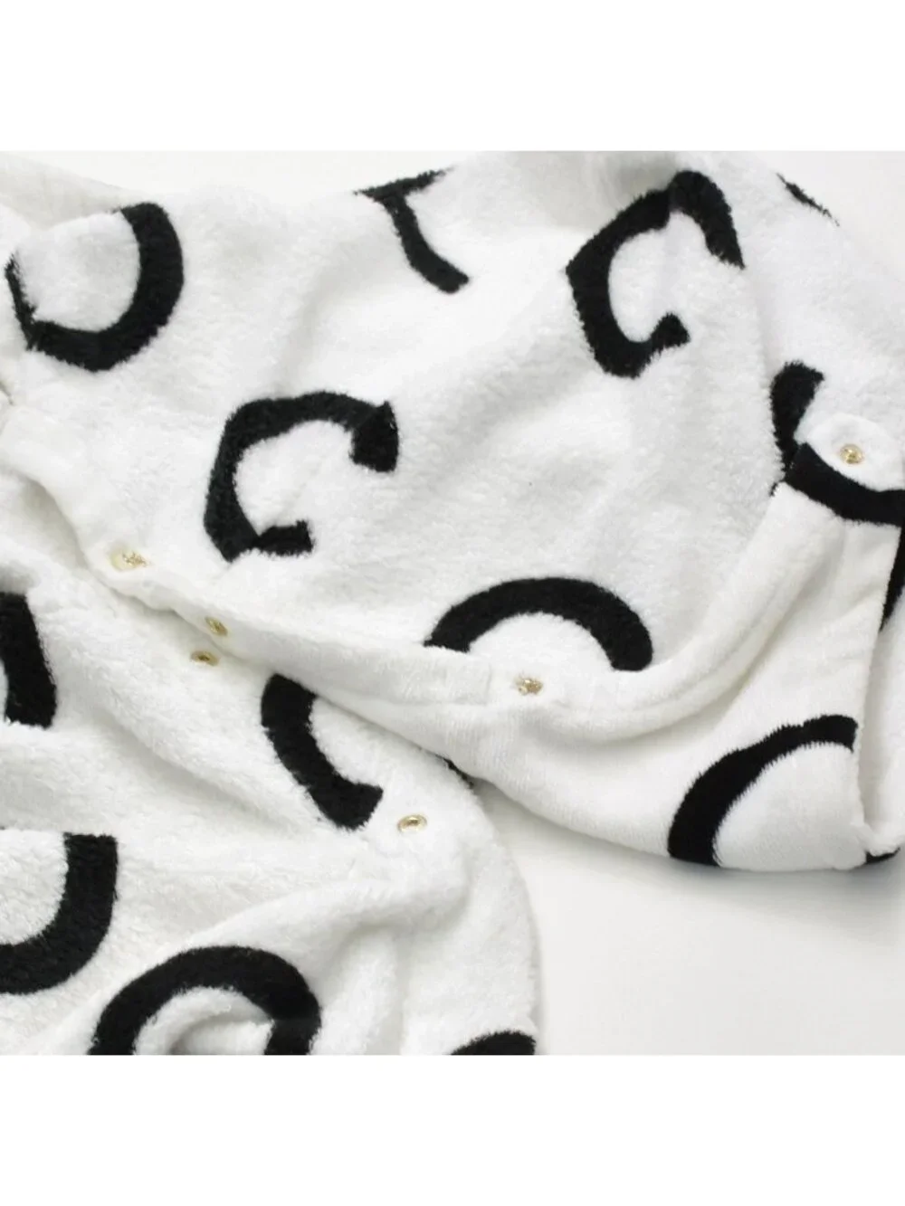 Chanel Logo Bathrobe Jacket Gown Black White